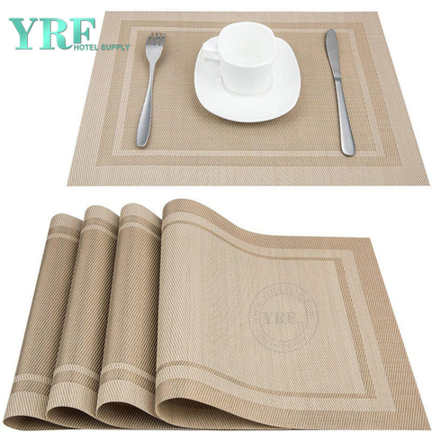 Oblong Dining PVC Non-stain Resistant Anti-Skid Beige Placemats