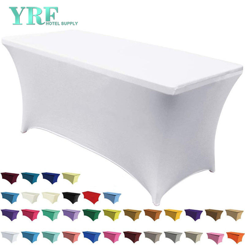 Oblong Stretch Spandex Table Cover White 6ft/72"L x 30"W x 30"H Polyester For Hotel
