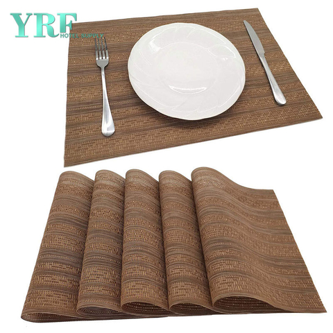 Hotel Rectangular PVC Non-stain Non-fading Brown And Cream Table Mats