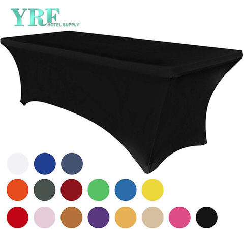 Oblong Stretch Spandex Table Covers Black 6ft/72"L x 30"W x 30"H Polyester For Folding Tables