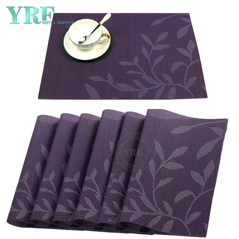Wedding Rectangular Vinyl Non-fading Stain Resistant Purple leaf Table Mats
