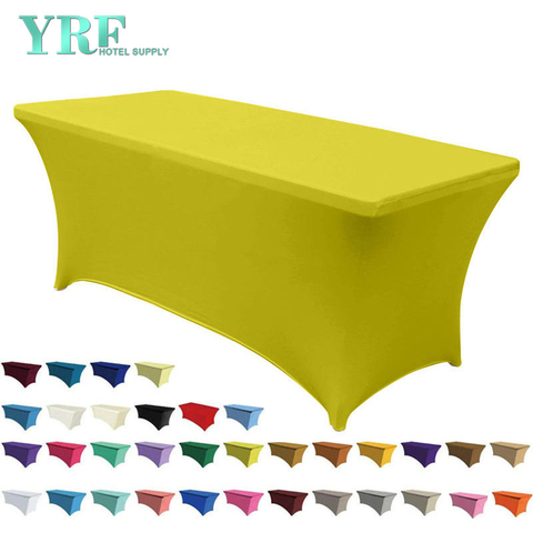 Oblong Stretch Spandex Table Cover Yellow 8ft/96"L x 30"W x 30"H Polyester For Hotel