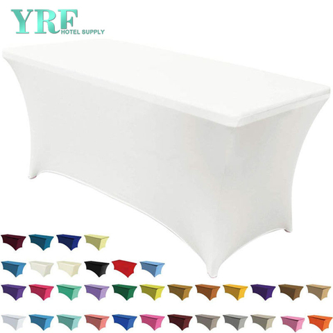 Rectangular Stretch Spandex Table Cover Ivory 8ft/96"L x 30"W x 30"H Polyester For Party