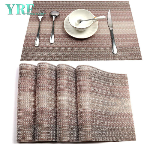 Christmas Oblong PVC Non-fading Non-stain Beige And Brown Table Mats