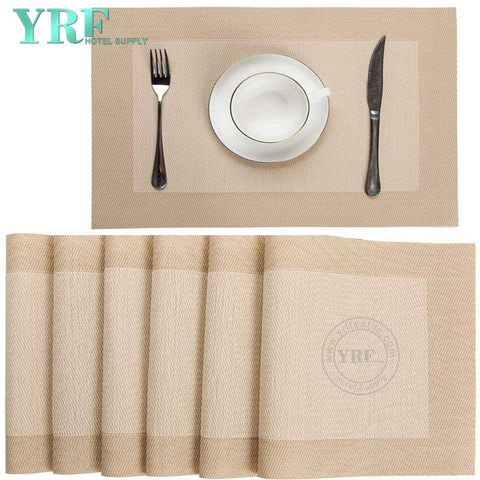Dining Rectangular Woven Washable dries very quickly ivory Border Table Mats