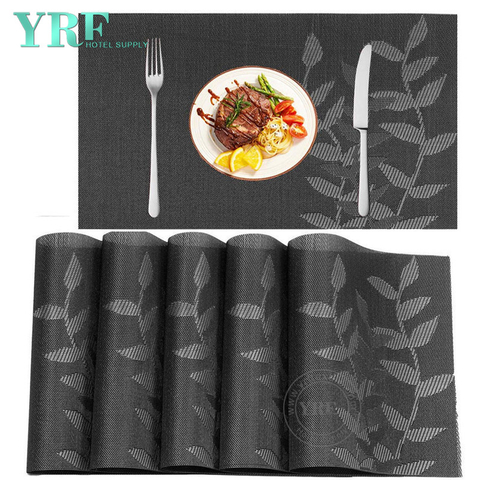 Party Oblong Hardboard Non-fading Resistant Anti-Skid Gray leaf Placemats