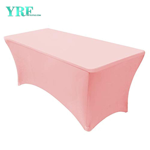 Rectangular Fitted Spandex Table Covers Pink 8ft Pure Polyester Wrinkle Free For Folding Tables