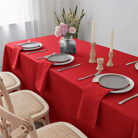 Rectangle Dinner Table Cover Pure Red 90x156 inch 100% Polyester Wrinkle Free for Restaurant