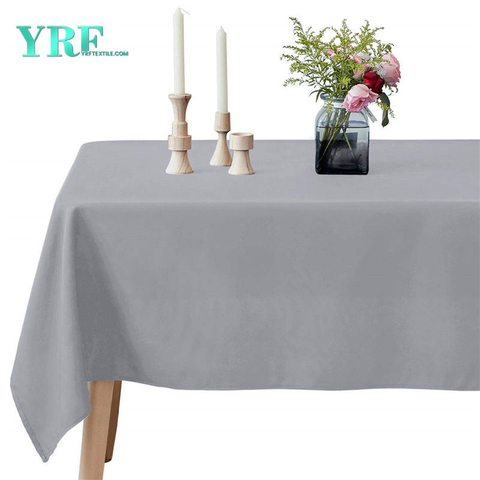 Oblong Table Cloths Pure Silver 60x102 inch 100% Polyester Wrinkle Free For Restaurant