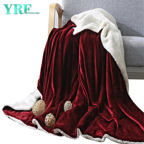 Printing Polyester Blanket Dual-Sided Plush Warm Dark Red&White For King Size