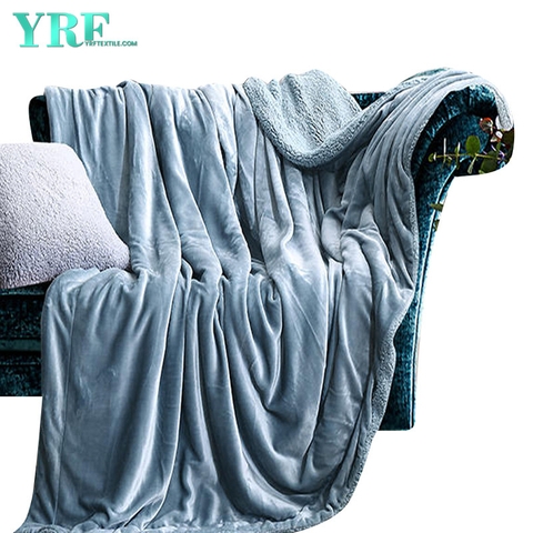 Fleece Throw Blanket Unique Design Warmth Retention Sky Blue For Queen Size