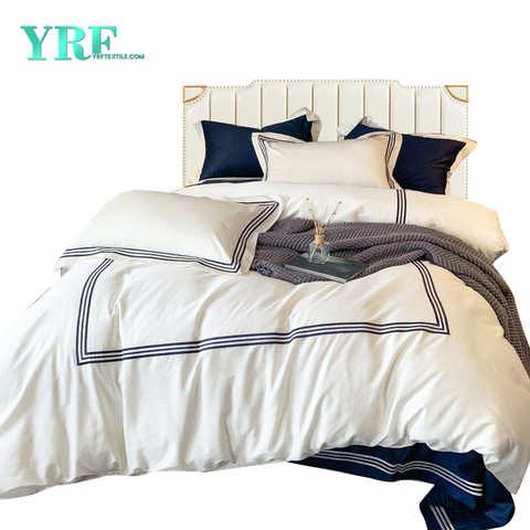 Apartment Modern Style Embroidered Hotel Bedding Cotton White For Double Bed